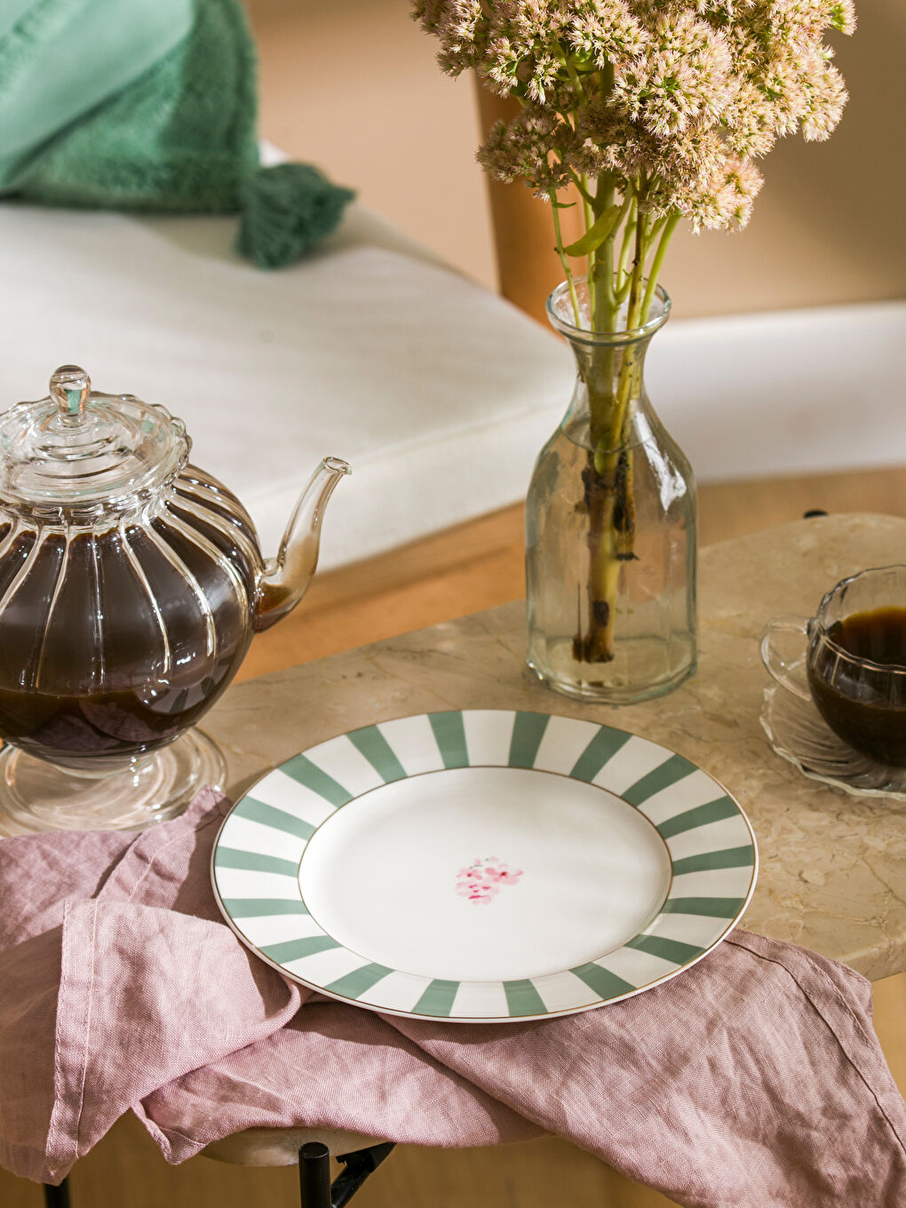 Floral Patterned Porcelain Cake Plate 19 cm -S5AQ22Z8-F9C