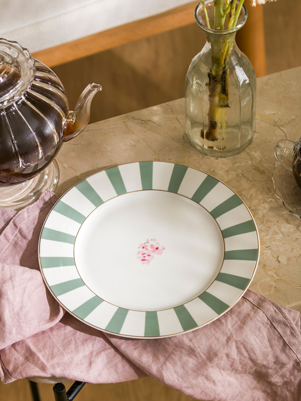 Floral Patterned Porcelain Cake Plate 19 cm -S5AQ22Z8-F9C