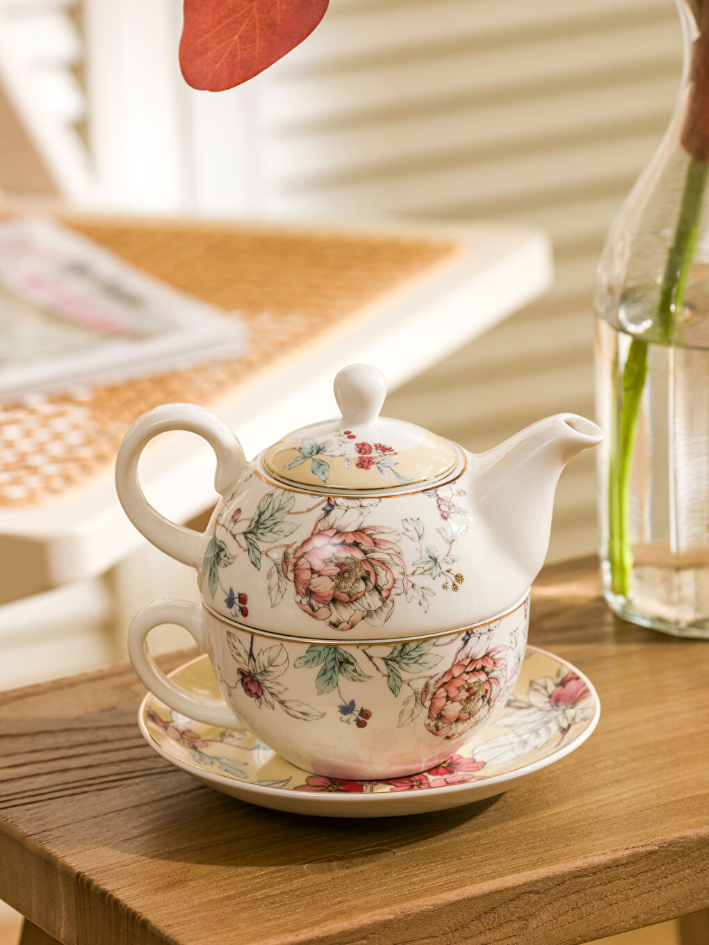 LCW HOME Beyaz Baskılı Porselen Çaydanlık