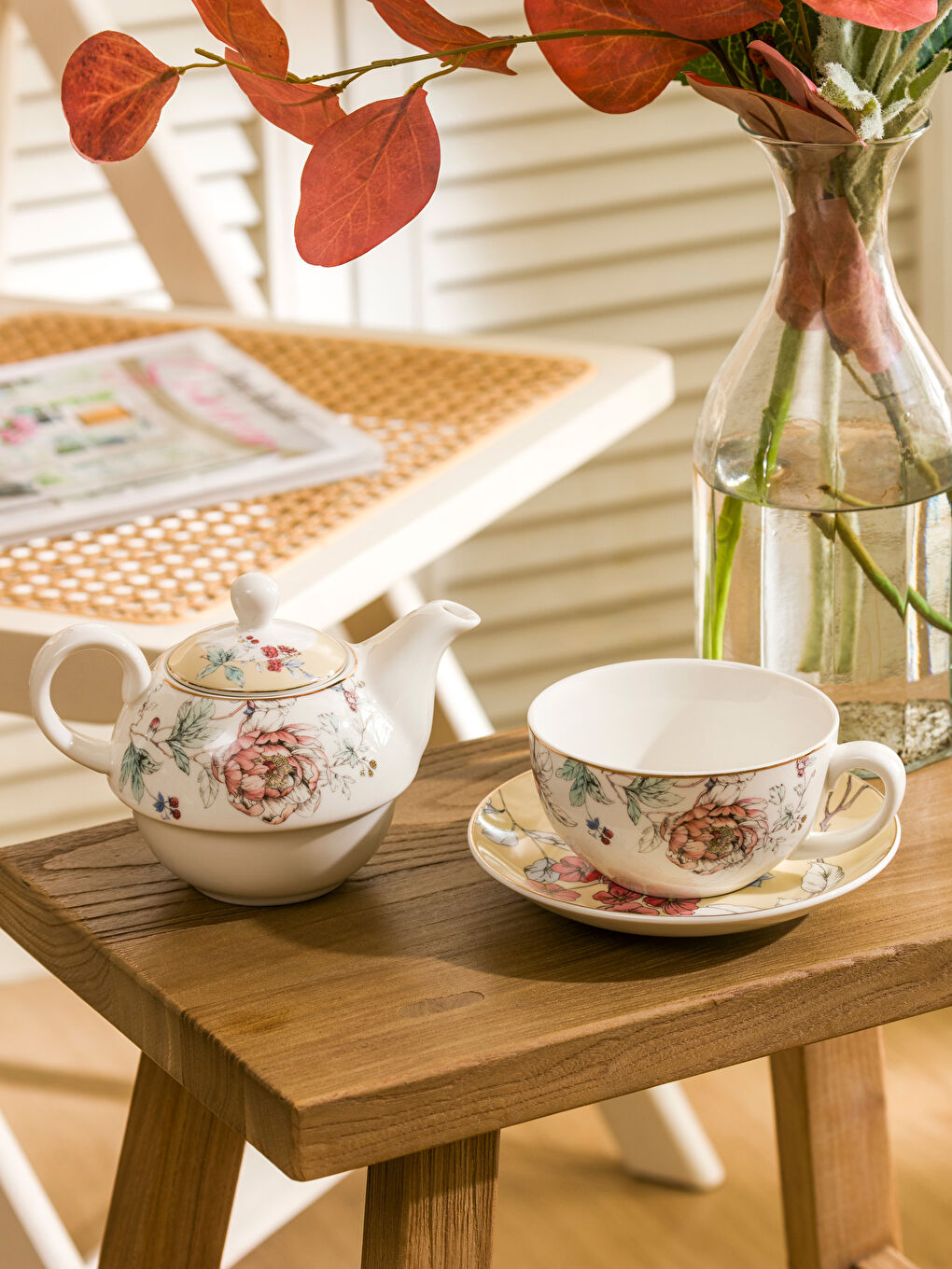 LCW HOME Beyaz Baskılı Porselen Çaydanlık - 1