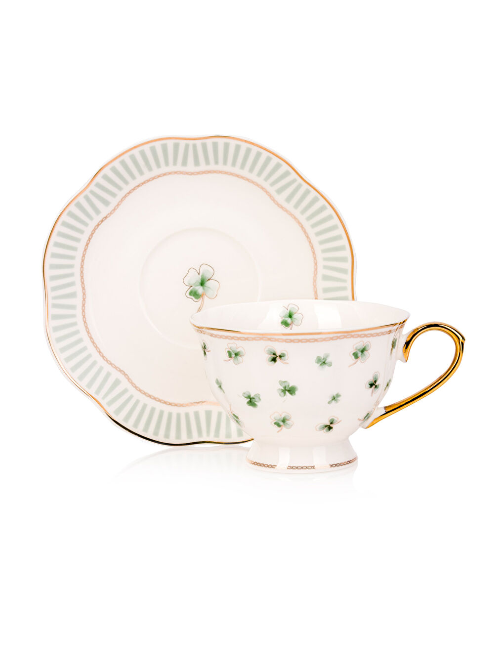 LCW HOME Yeşil Yonca Baskılı 2 Kişilik Porselen Çay Fincan Takımı 220 ml - 3