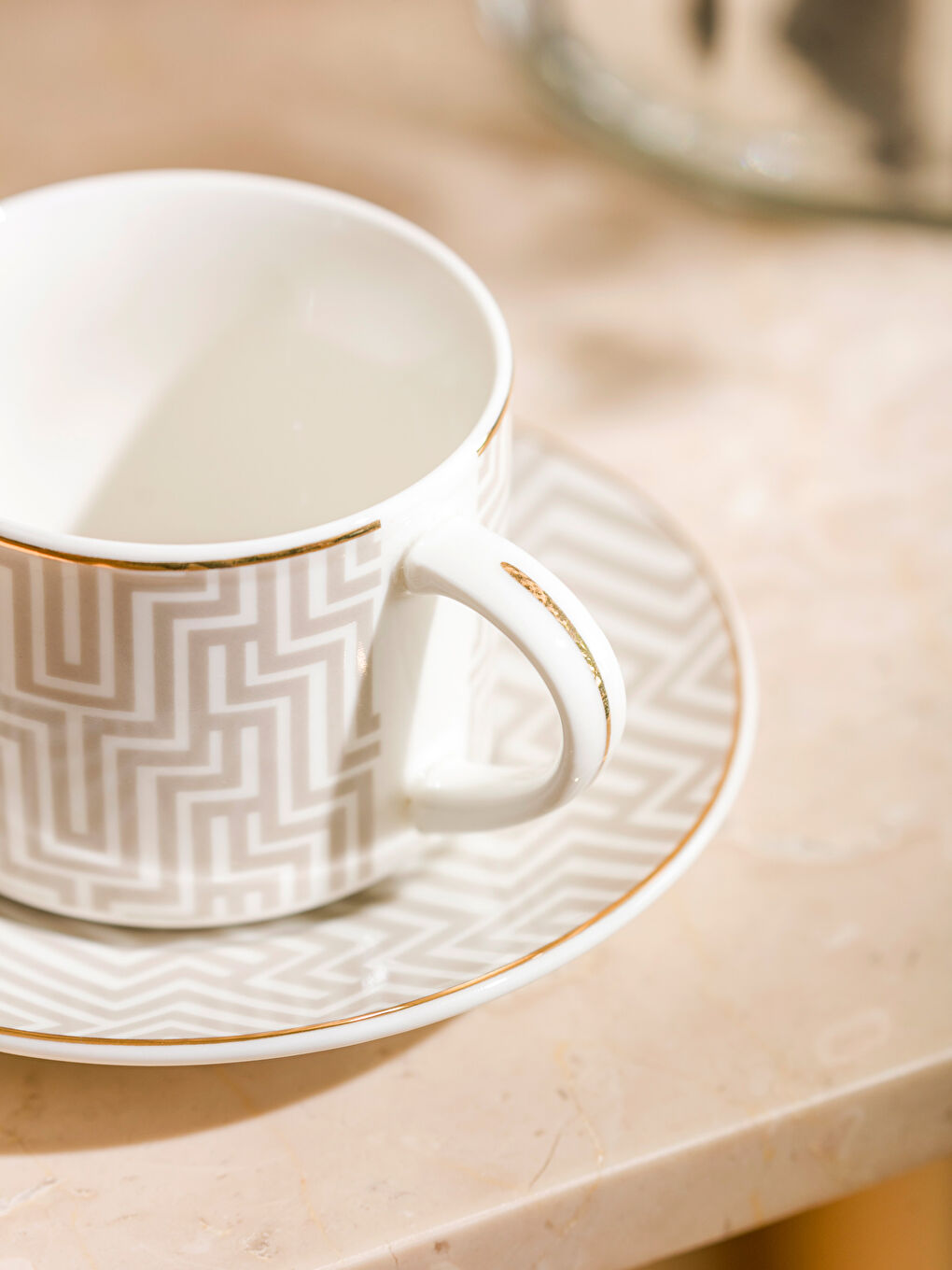 Striped Patterned 2-Person Coffee Cup Set 90 ml -S5BA58Z8-DEE