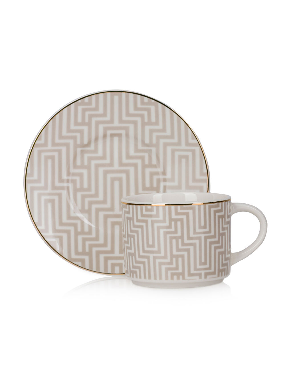 Striped Patterned 2-Person Coffee Cup Set 90 ml -S5BA58Z8-DEE