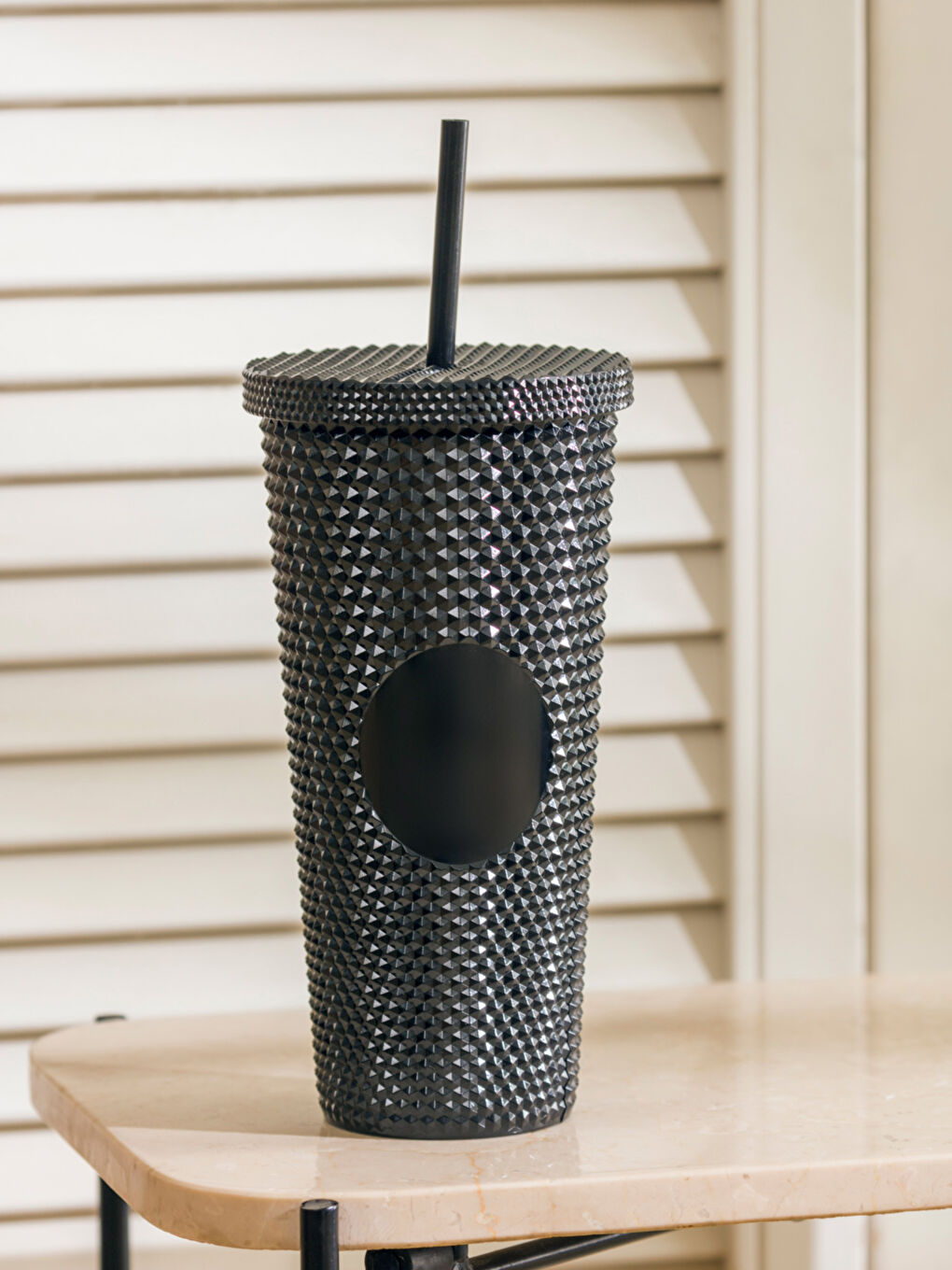 Siyah Baskılı Pipetli Bardak