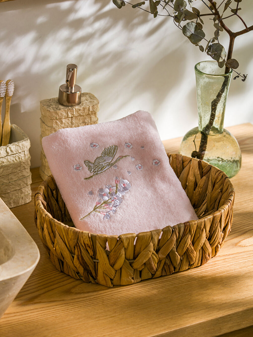 Floral Embroidered Cotton Face Towel 50x80 cm -S5BC92Z8-YFZ