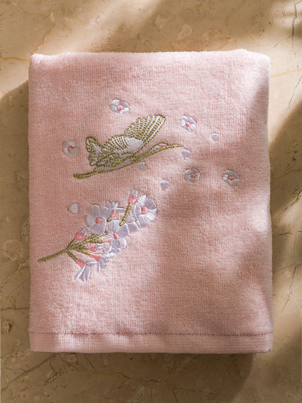 Floral Embroidered Cotton Face Towel 50x80 cm -S5BC92Z8-YFZ