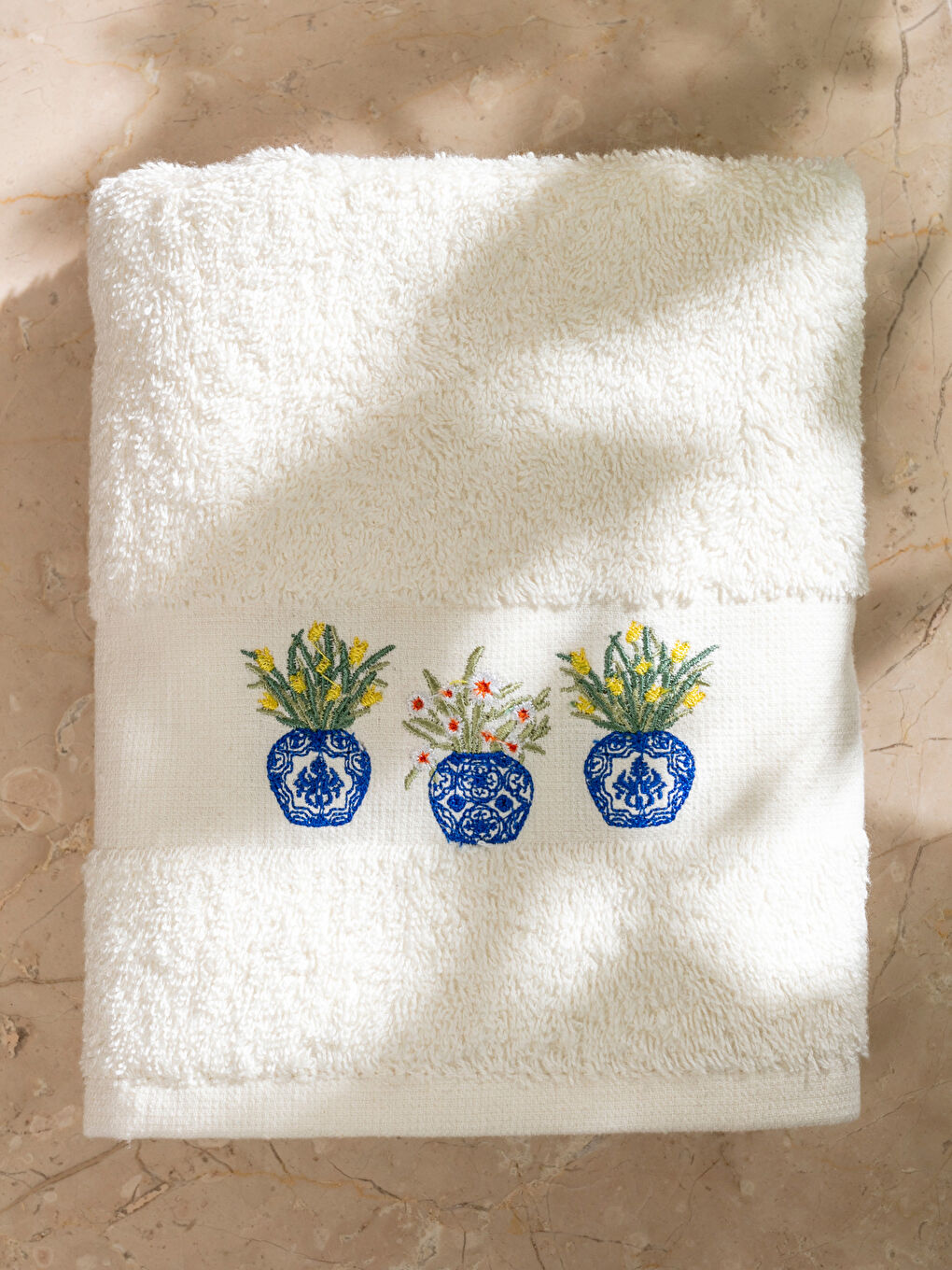 Embroidered Cotton Face Towel 50x80 cm -S5BD95Z8-EEW