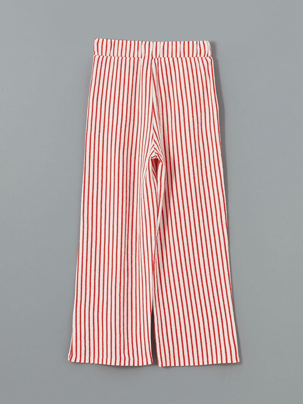 Kırmızı Beli Lastikli Çizgili Kız Çocuk Eşofman Alt-1