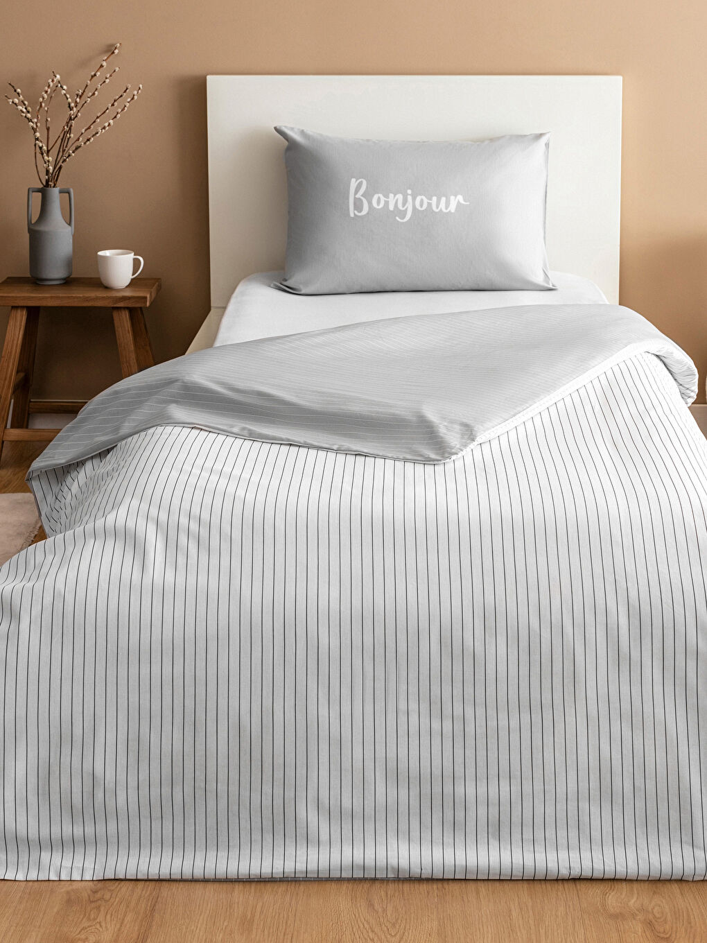 GREY Single Bed Duvet Cover Set -S5BL29Z8-G2Y