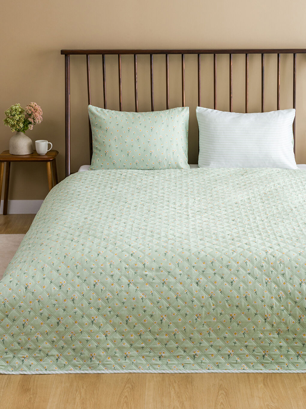 Floral Patterned Double Bedspread Set -S5BT76Z8-F9C