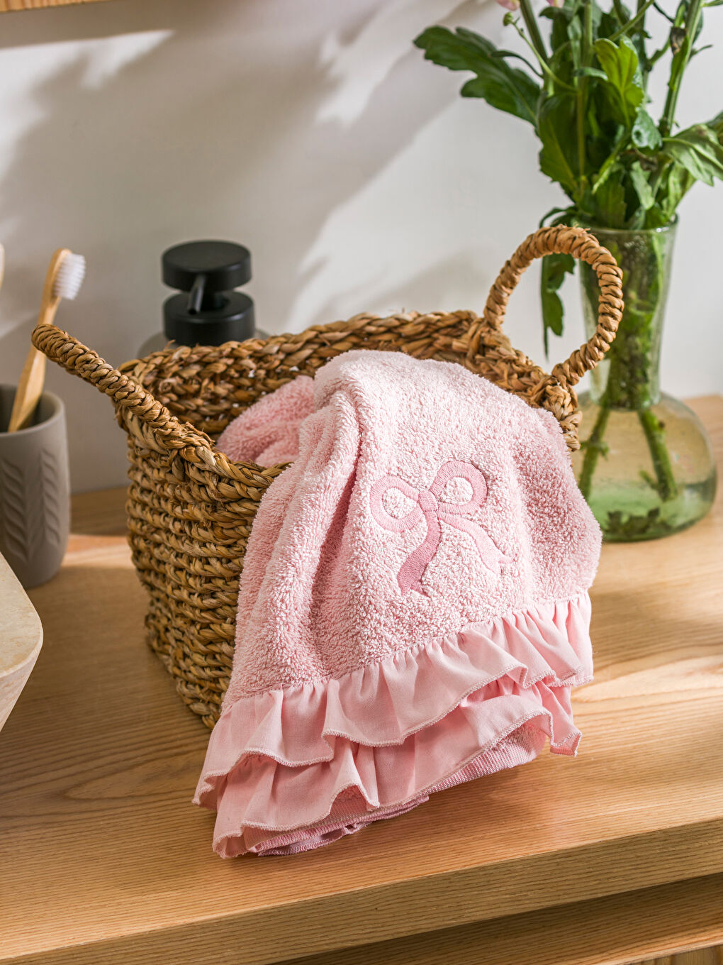 Bow Embroidered Face Towel 50X80 Cm -S5CJ35Z8-QWK