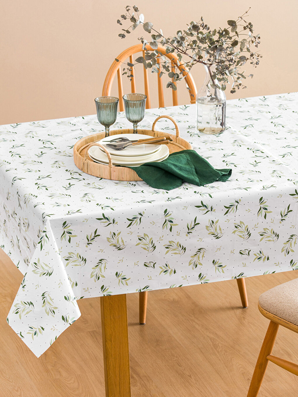 Leaf Patterned Tablecloth 140x180 cm -S5CJ87Z8-F9C