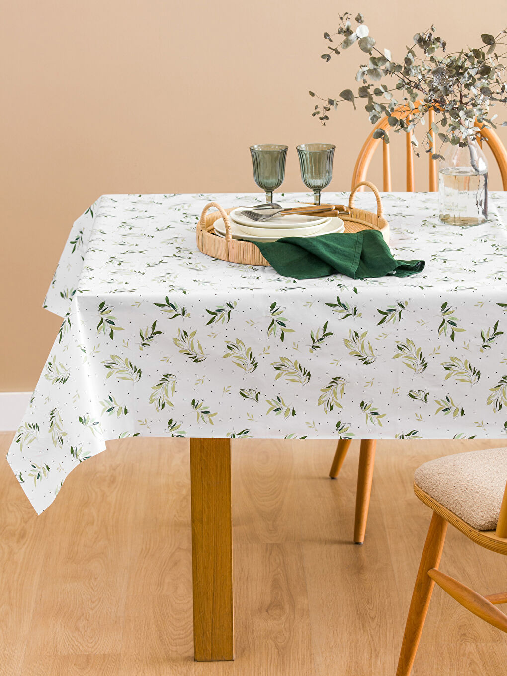 Leaf Patterned Tablecloth 140x180 cm -S5CJ87Z8-F9C