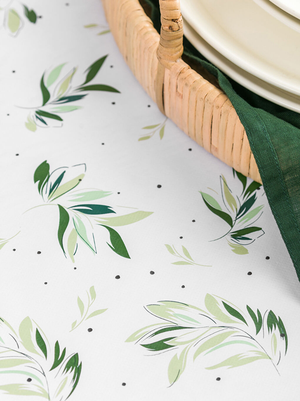 Leaf Patterned Tablecloth 140x180 cm -S5CJ87Z8-F9C