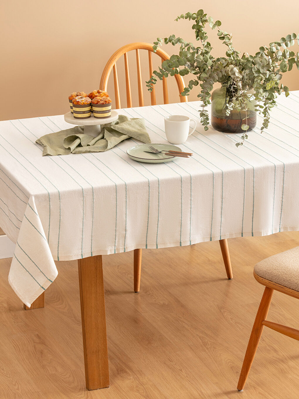 Striped Embroidered Tablecloth 150x200 cm -S5CJ92Z8-YYN