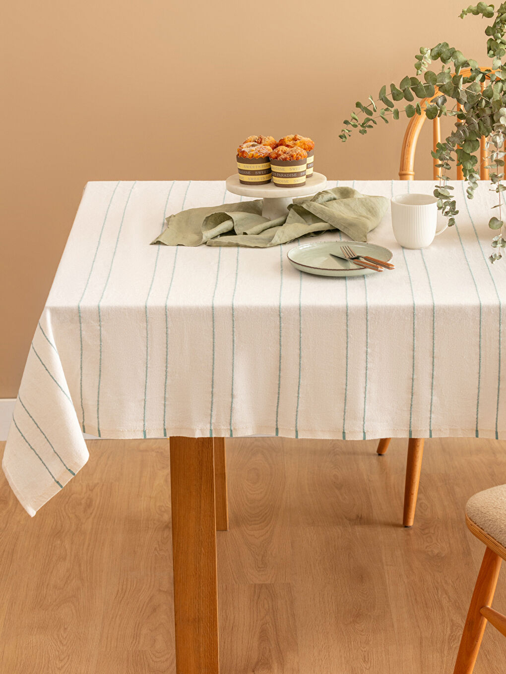 Striped Embroidered Tablecloth 150x200 cm -S5CJ92Z8-YYN