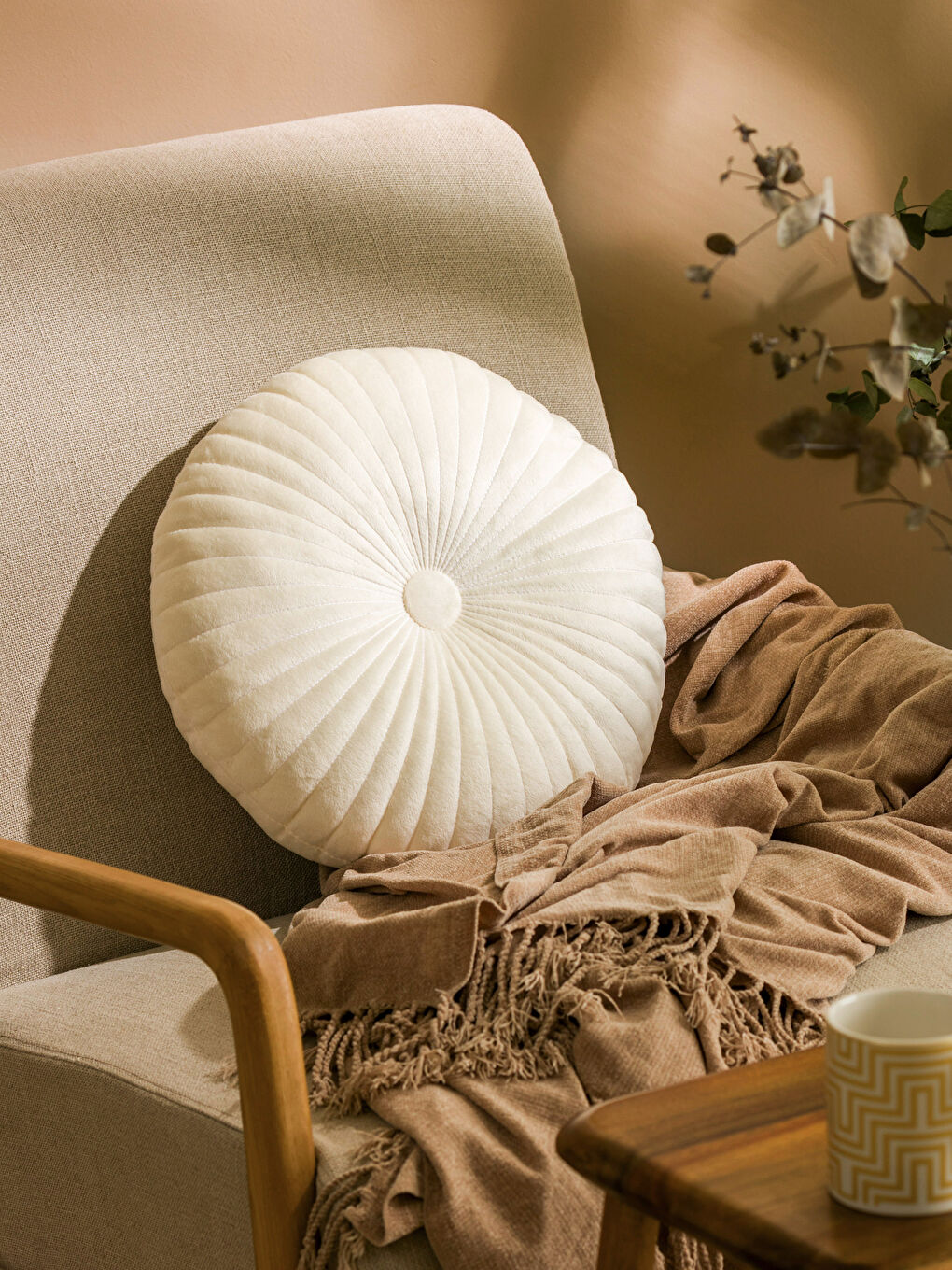 LCW HOME Plush Round Cushion 35 cm -S5CP71Z8-V9H