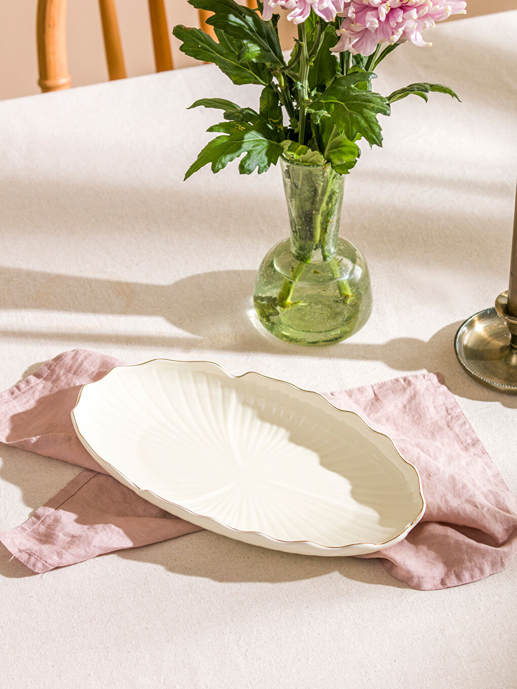 LCW HOME Ekru Desenli Porselen Kayık Tabak 30 cm