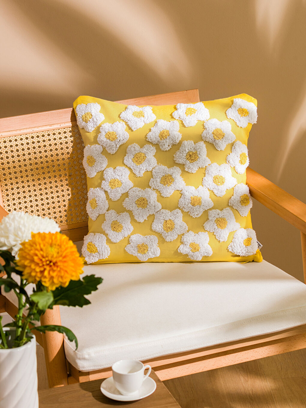 Floral Embroidered Cushion Case 45x45 cm -S5CQ18Z8-YYS