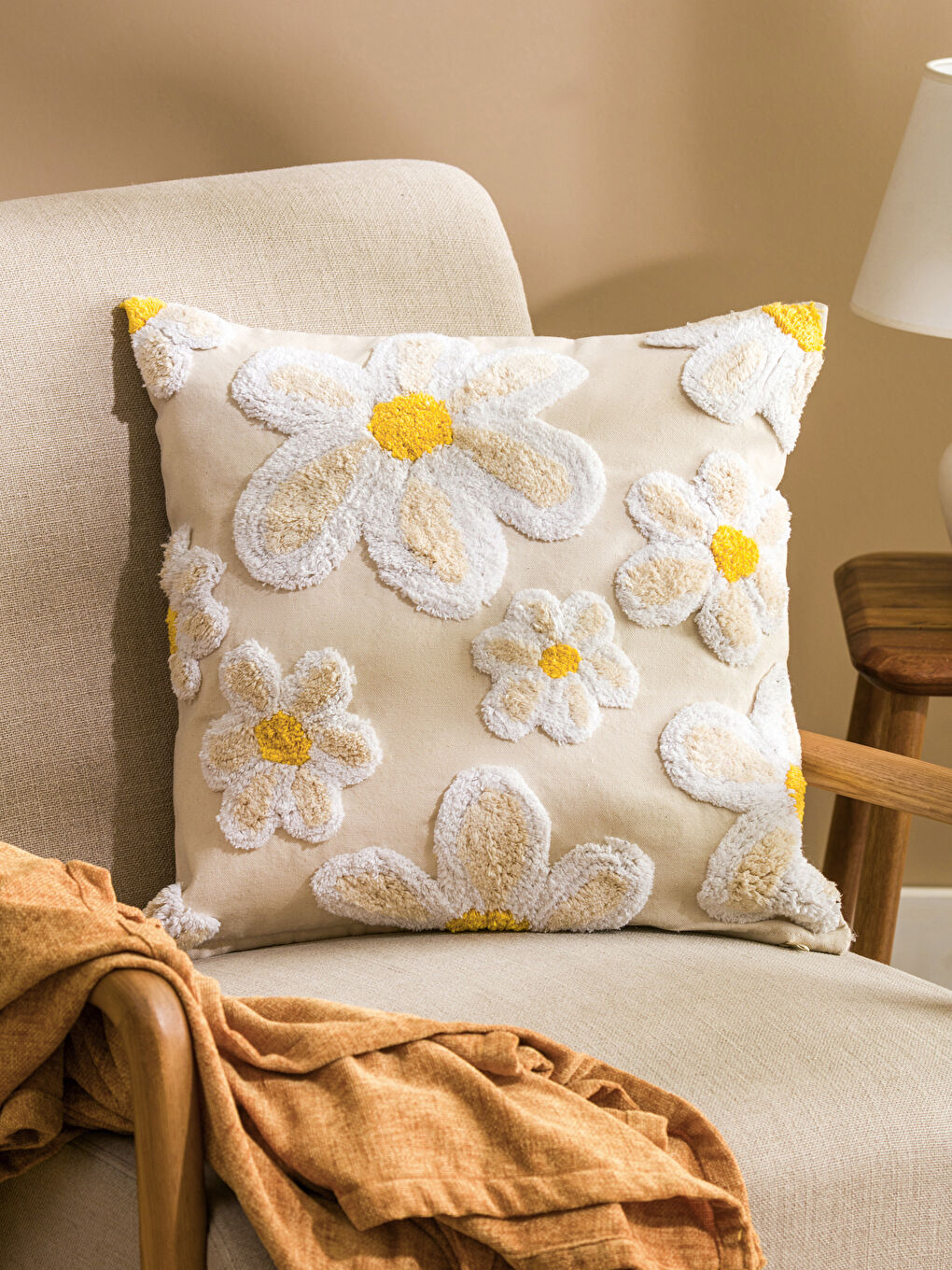 Floral Embroidered Cushion Case 45x45 cm -S5CQ20Z8-YXD