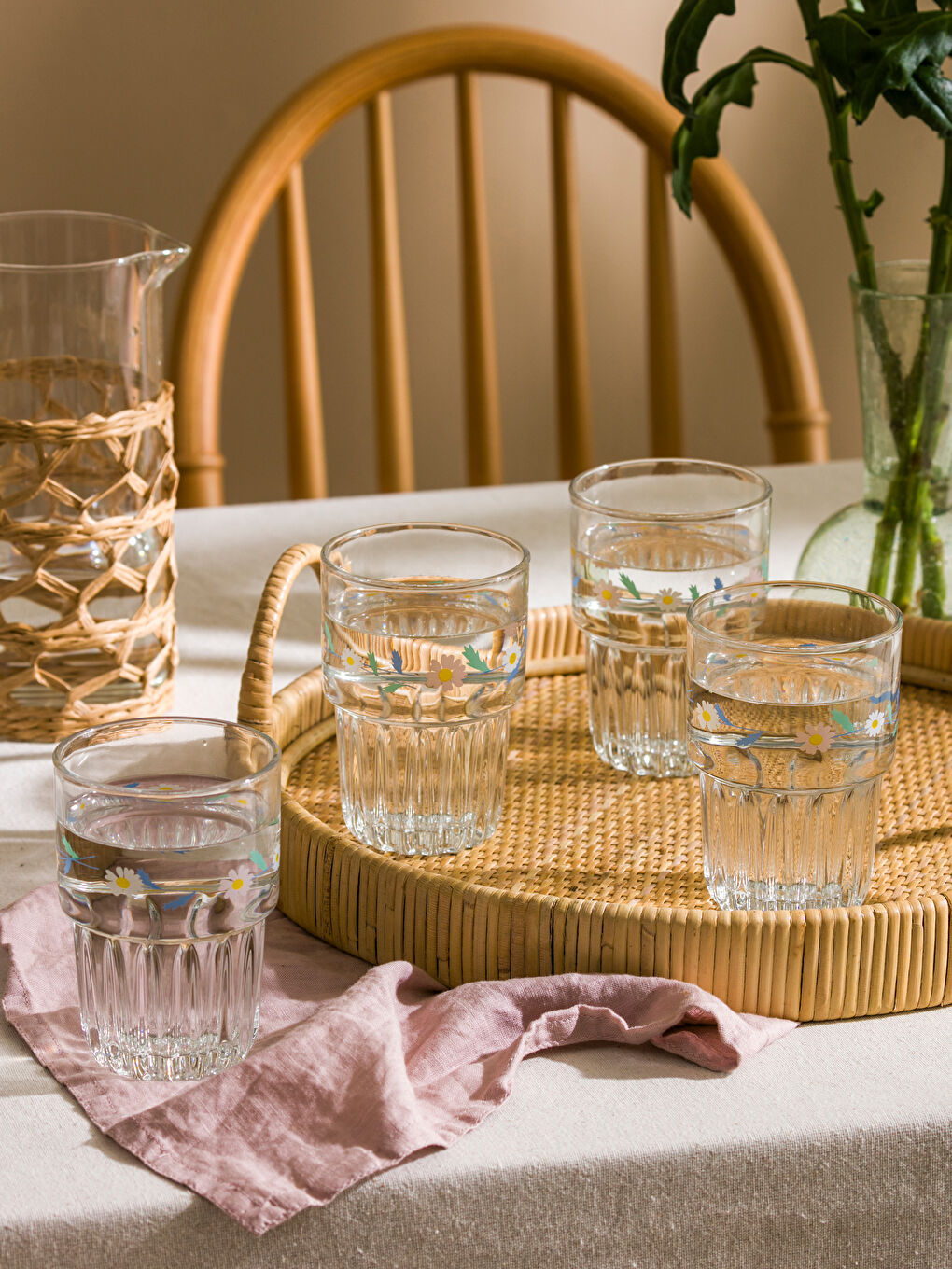Floral Patterned Glass Set of 4 380 ml -S5DE66Z8-Q57