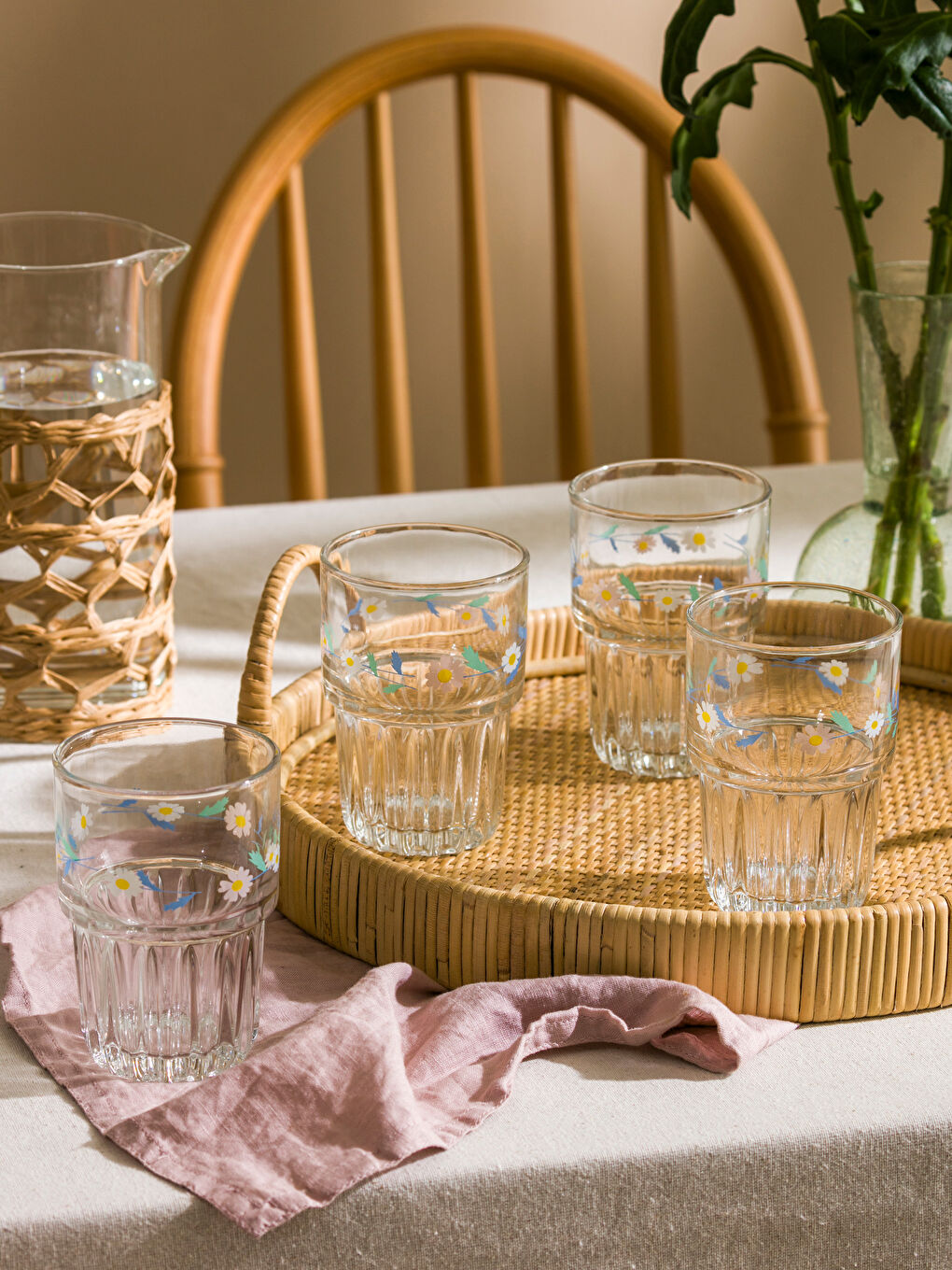 Floral Patterned Glass Set of 4 380 ml -S5DE66Z8-Q57