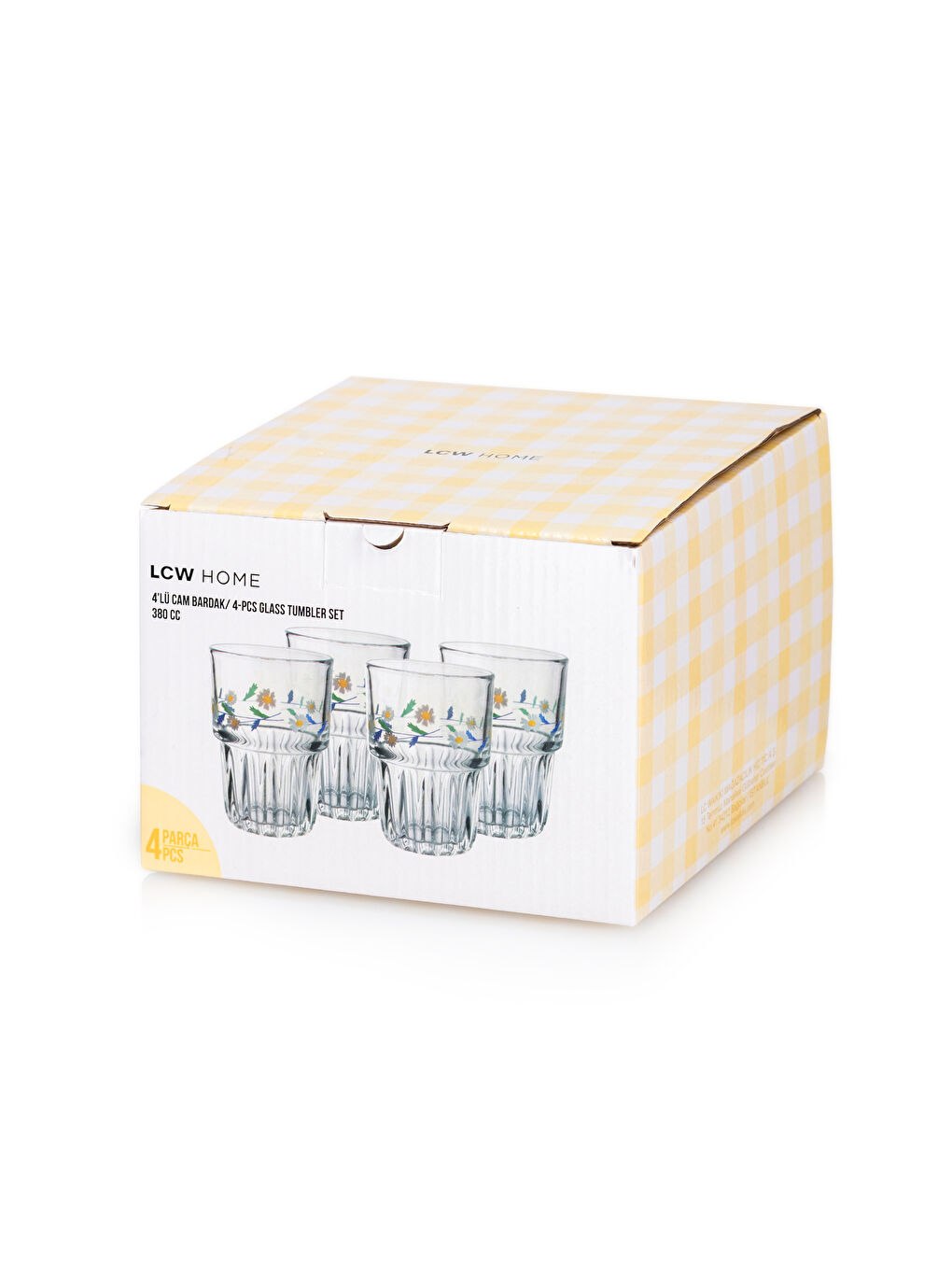 Floral Patterned Glass Set of 4 380 ml -S5DE66Z8-Q57