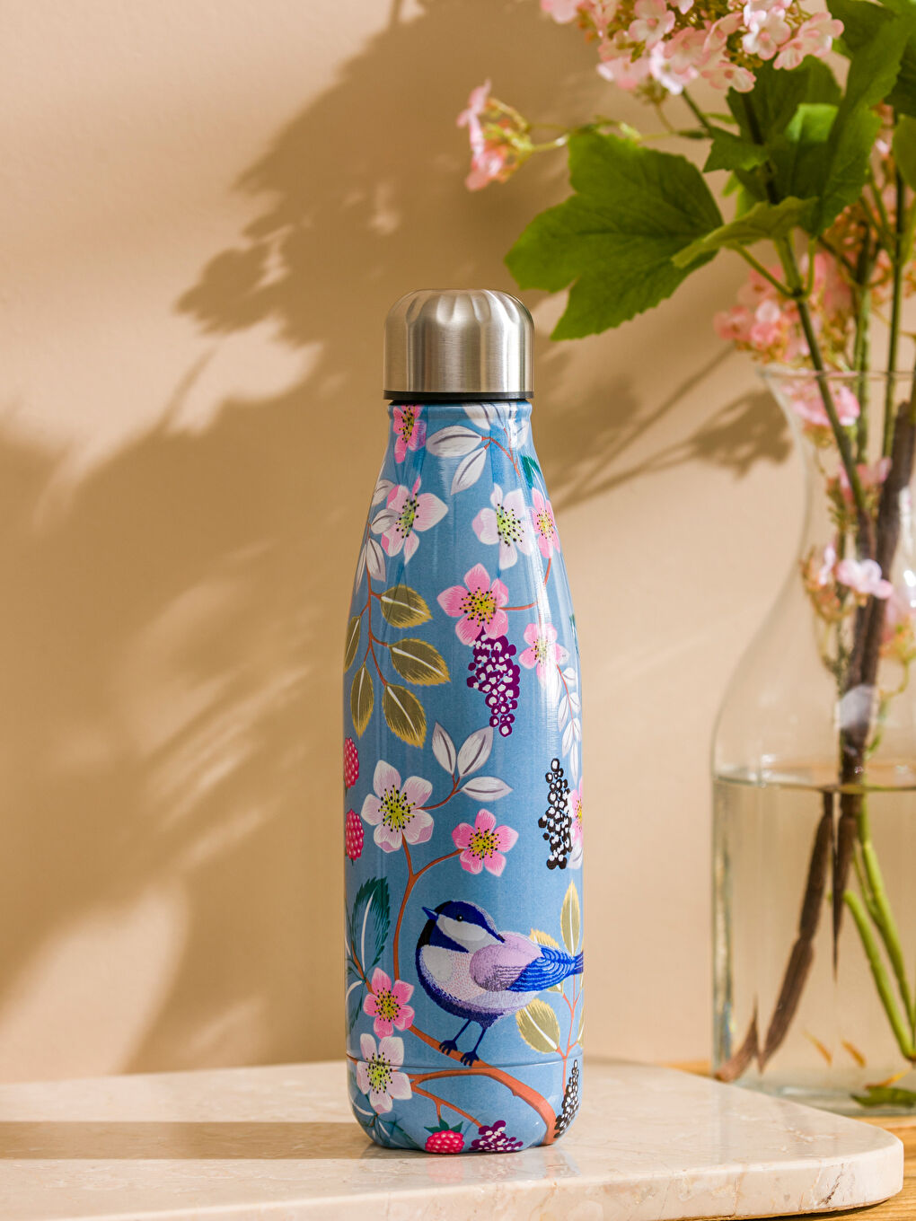 Karışık Çiçek Baskılı Çelik Termos