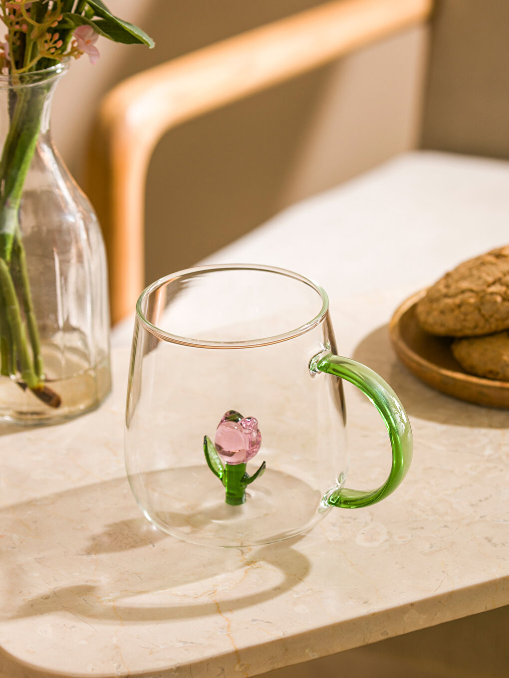 LCW HOME Renksiz Çiçek Baskılı Cam Kupa 400 ml - 1