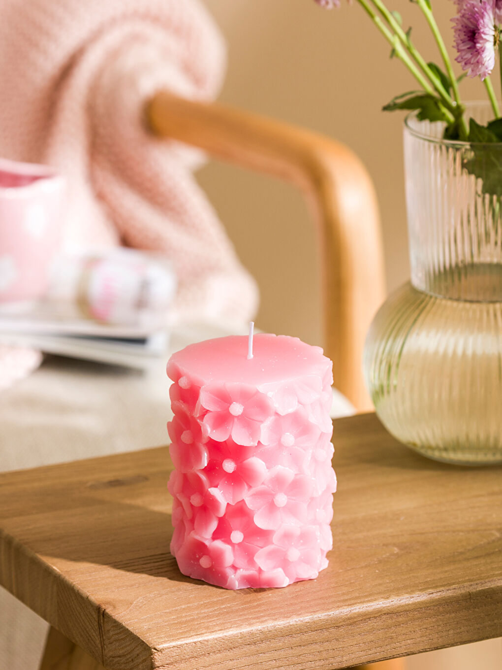 LCW HOME Pembe Çiçek Baskılı Mum - 1