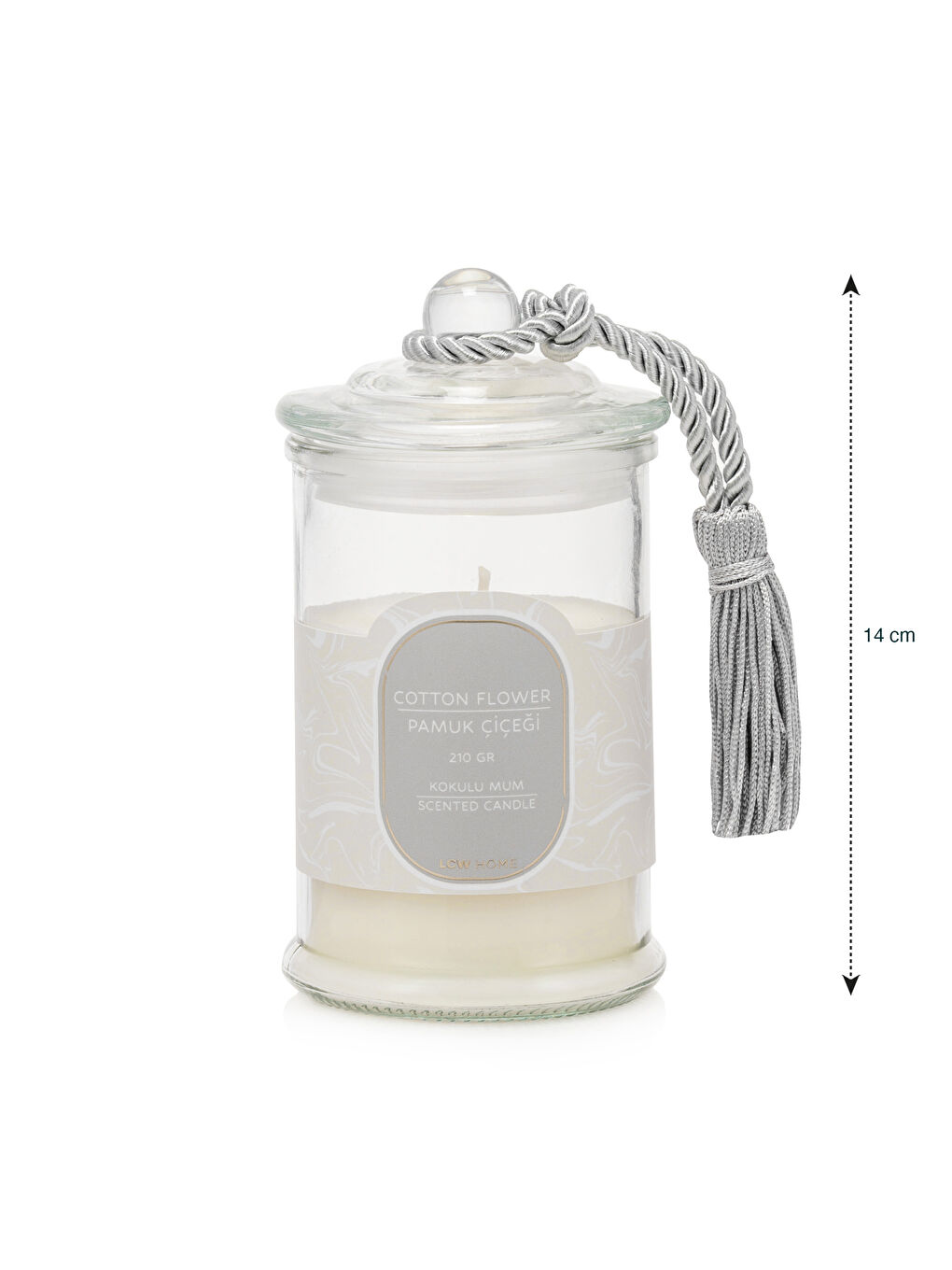 Cotton Flower Scented Glass Candle Holder 14 cm -S5DI62Z8-Q57