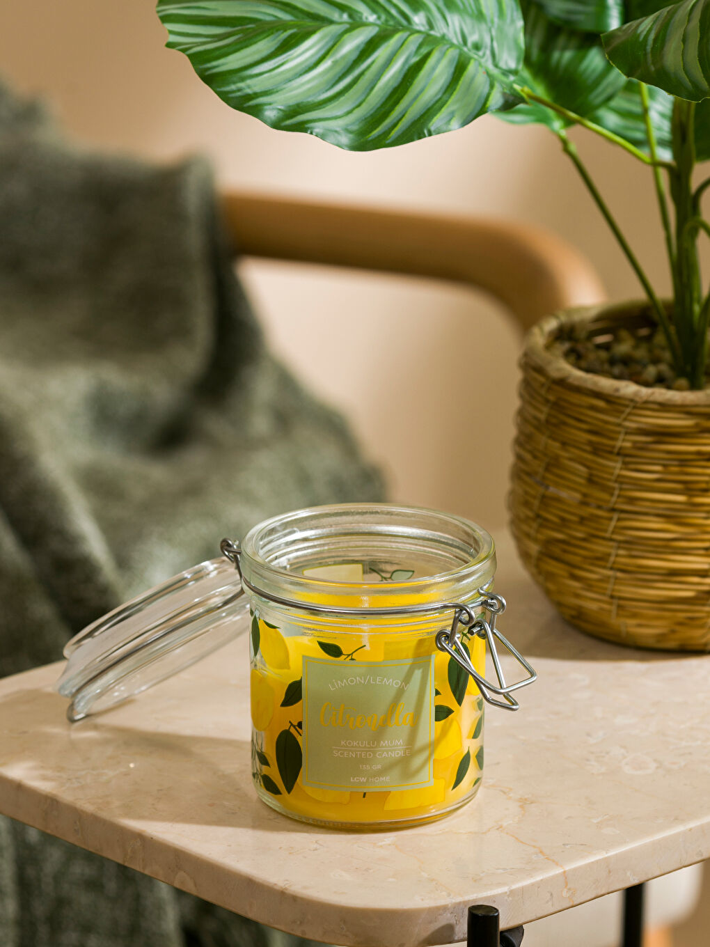 Sarı Limon Kokulu Dekoratif Mum-1