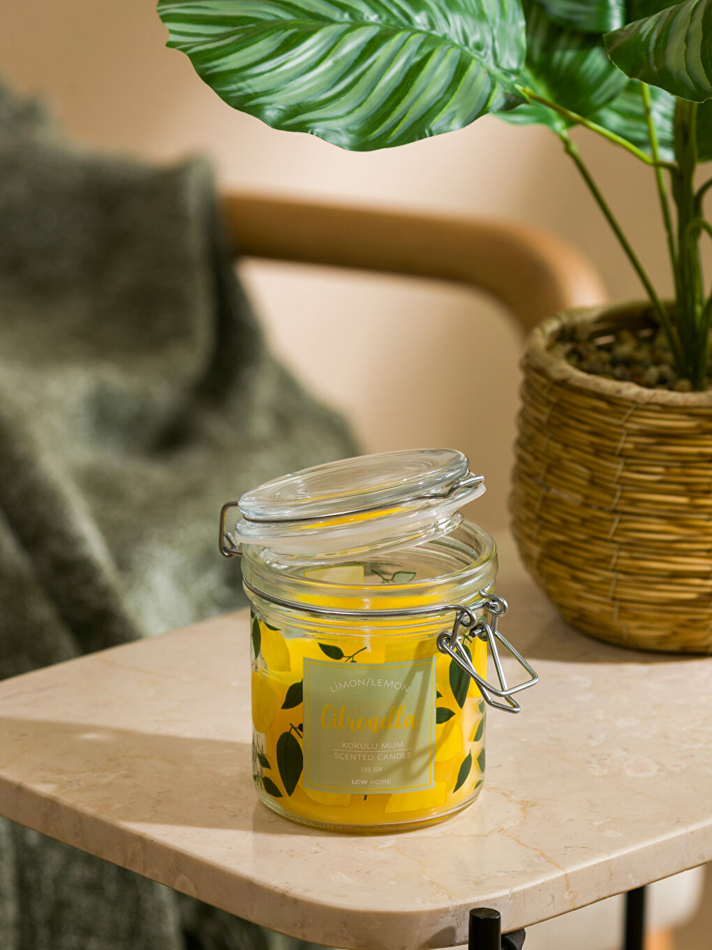 Sarı Limon Kokulu Dekoratif Mum-2
