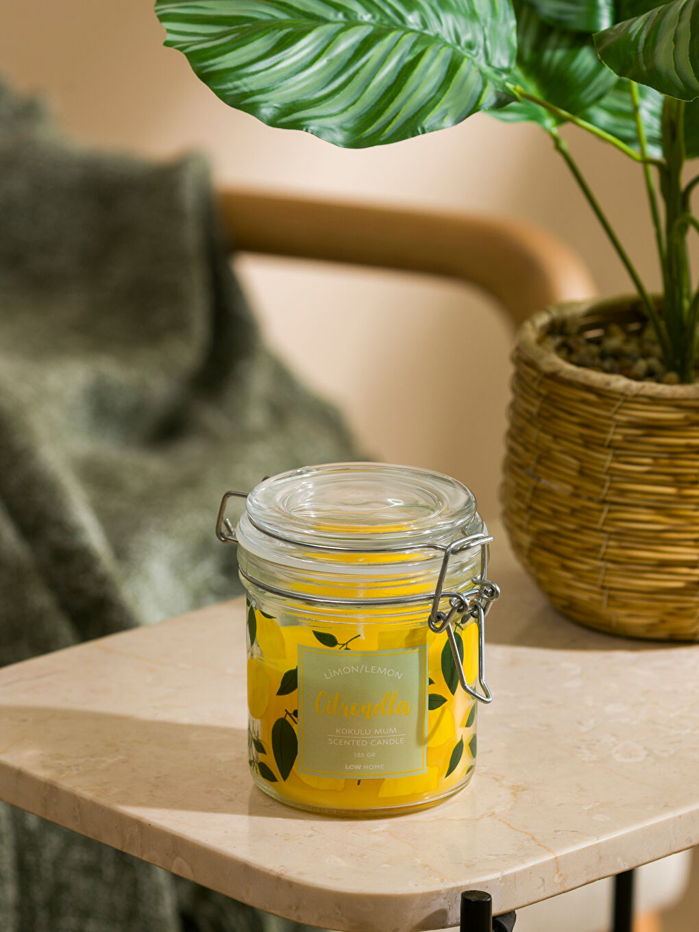 Sarı Limon Kokulu Dekoratif Mum-3