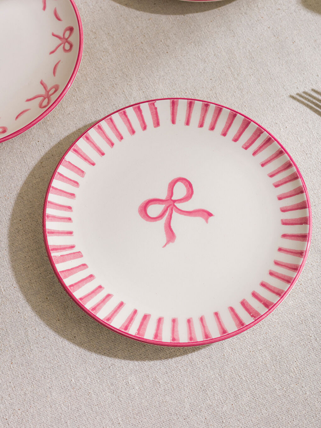 Bow Printed Ceramic Cake Plate Set 4-pack 21 cm -S5DK49Z8-LT4