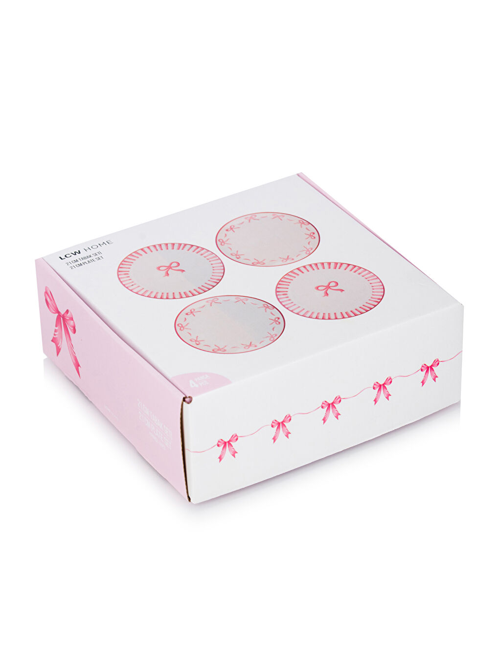 Bow Printed Ceramic Cake Plate Set 4-pack 21 cm -S5DK49Z8-LT4