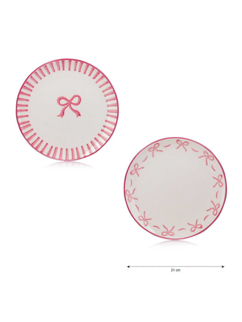 Bow Printed Ceramic Cake Plate Set 4-pack 21 cm -S5DK49Z8-LT4
