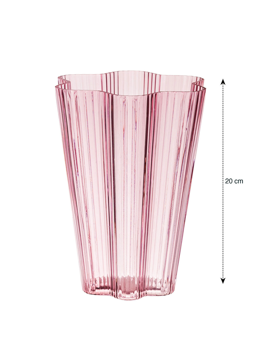 LCW HOME Pembe Desenli Cam Vazo 20 cm - 3