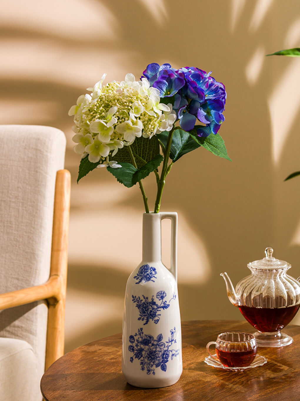 LCW HOME Mavi Çiçek Baskılı Seramik Vazo 29 cm