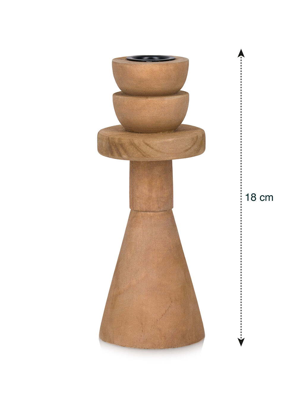 LCW HOME Kahverengi Ahşap Şamdan Mumluk 18 cm - 4