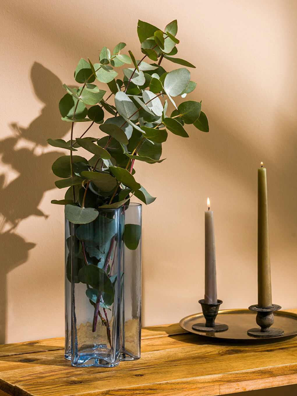 Mavi Dekoratif Cam Vazo 25 cm-1