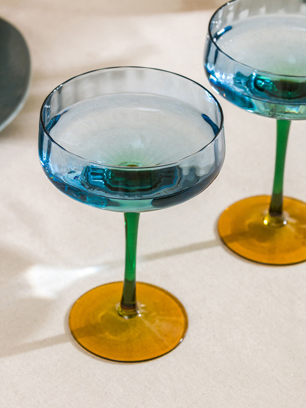 Mavi Ayaklı Cam Su Bardağı Seti 2'li 310 ml-2