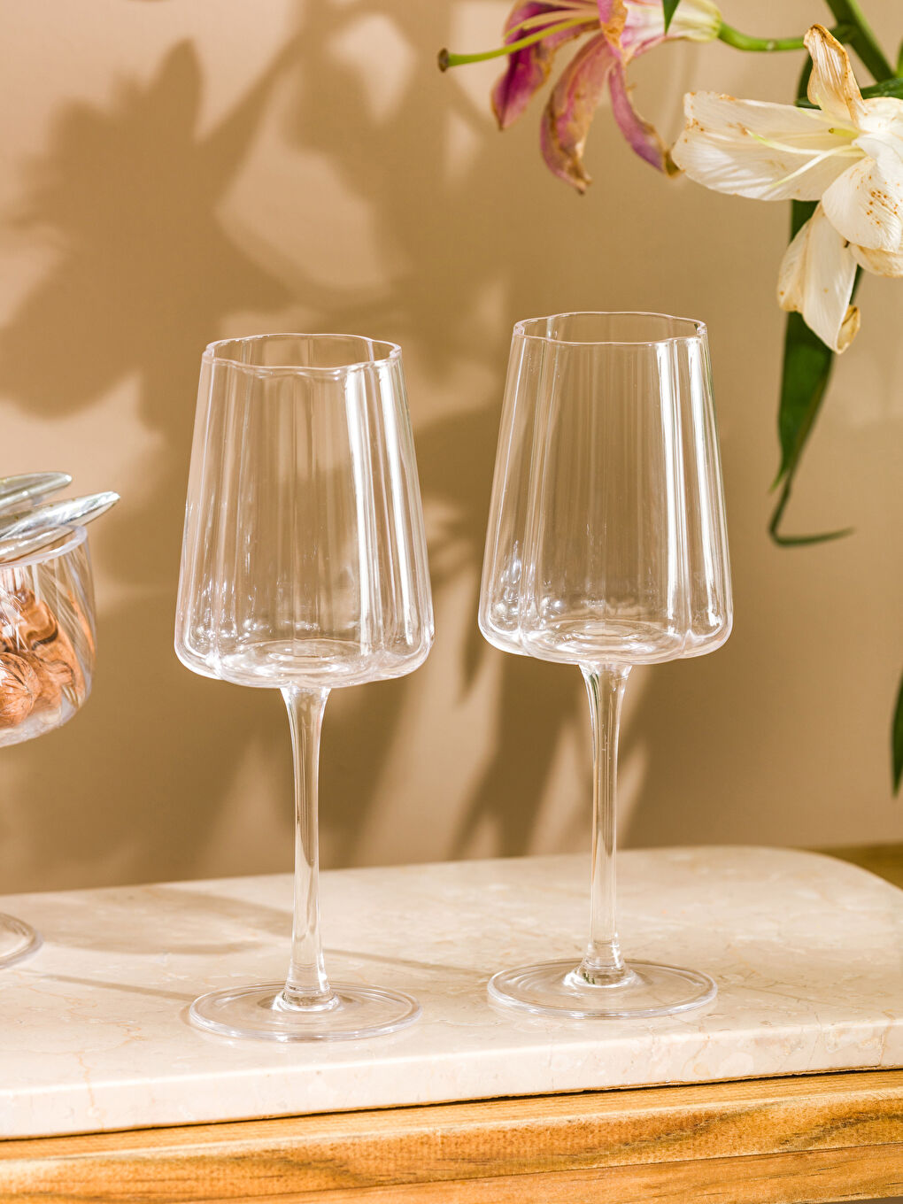 LCW HOME Renksiz Cam Ayaklı Su Bardağı 2'li 330 ml - 1