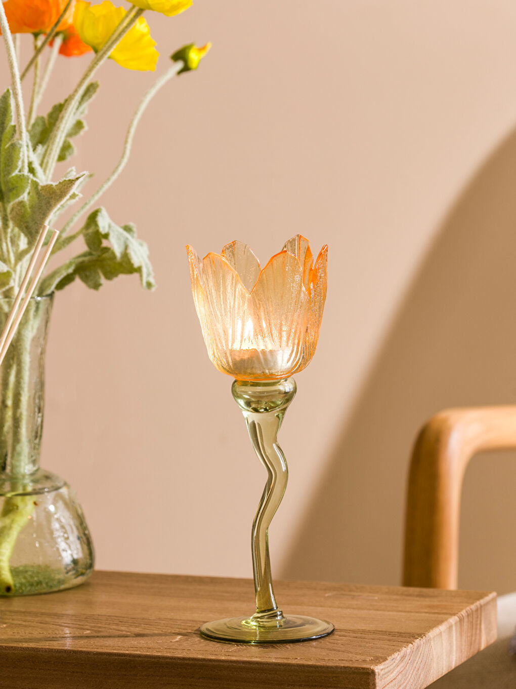 Glass Pedestal Candle Holder 15 cm -S5DQ70Z8-M0T