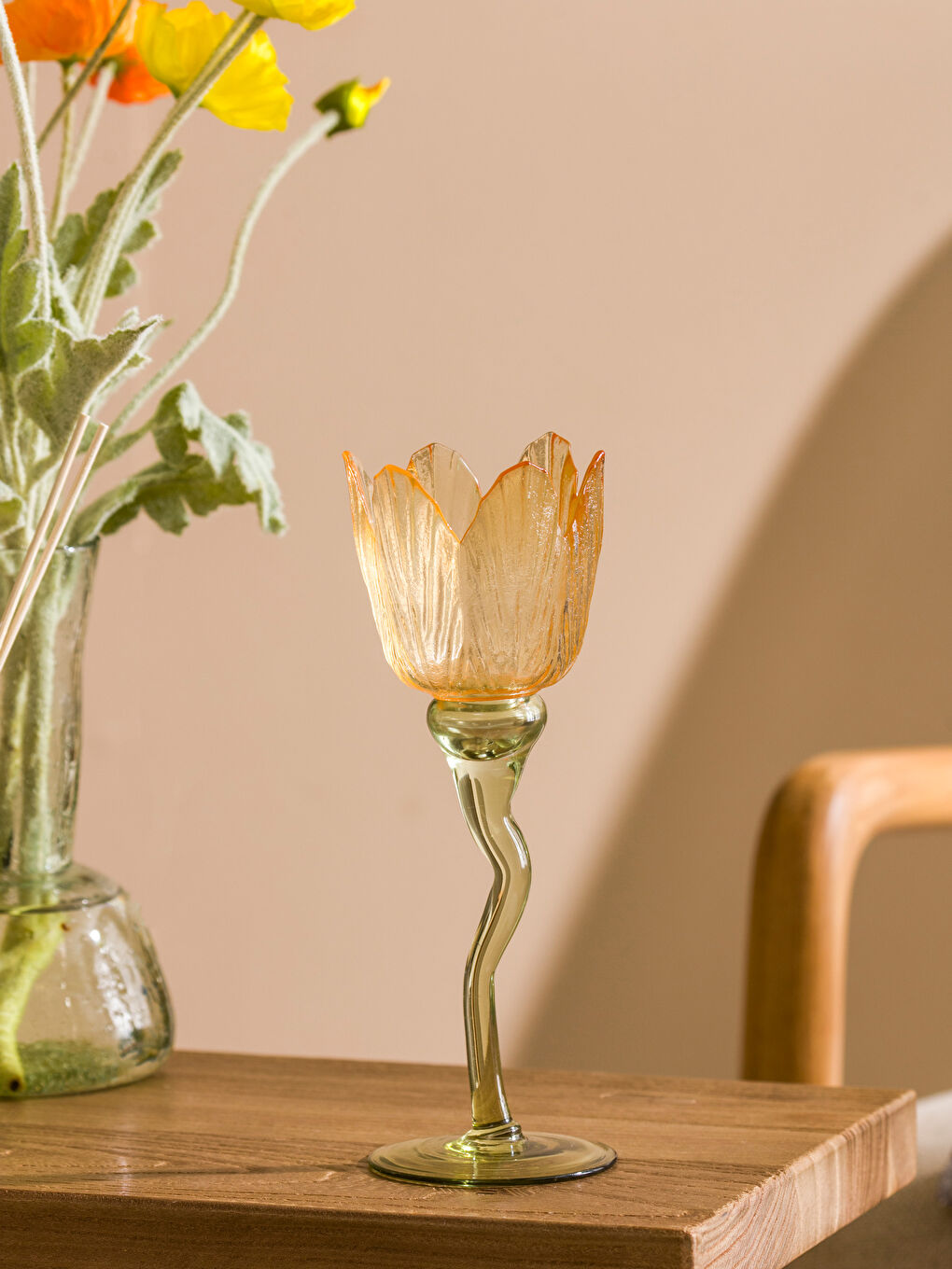 Glass Pedestal Candle Holder 15 cm -S5DQ70Z8-M0T