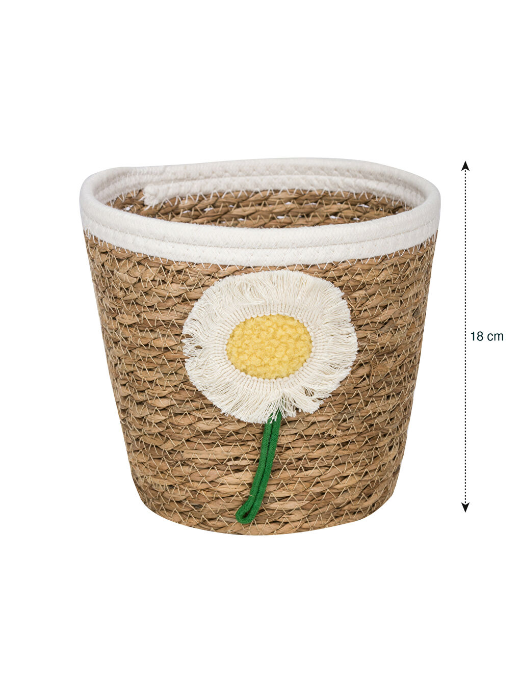 Floral Embroidered Decorative Wicker Basket 18 cm -S5DS87Z8-M0T