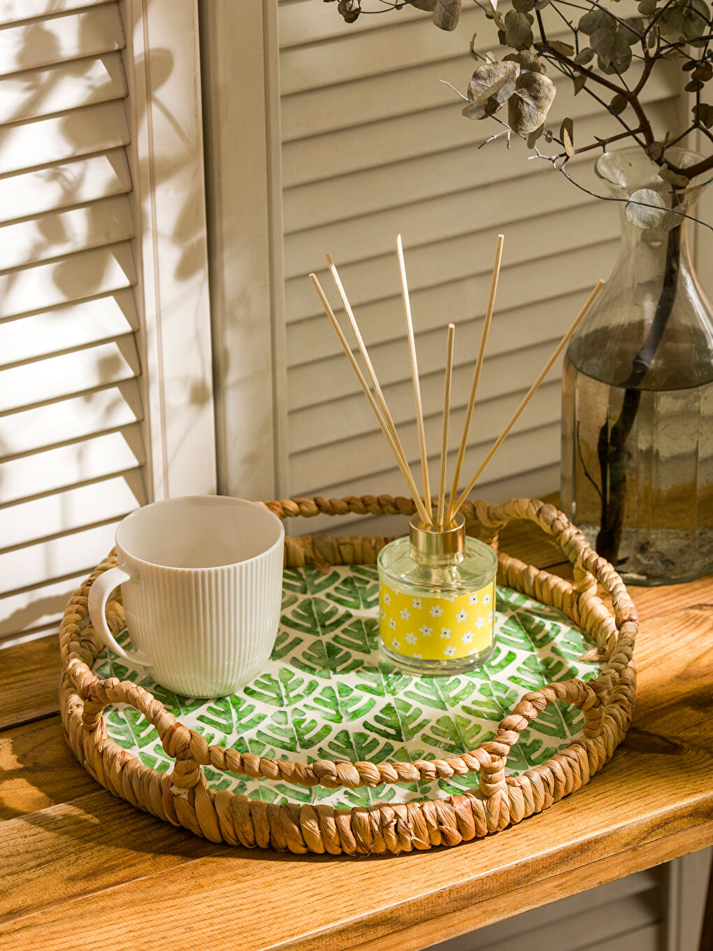 Karışık Dekoratif Hasır Tepsi 31 cm