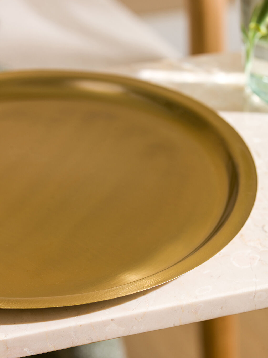 Sarı Yuvarlak Metal Tepsi 25 cm-2