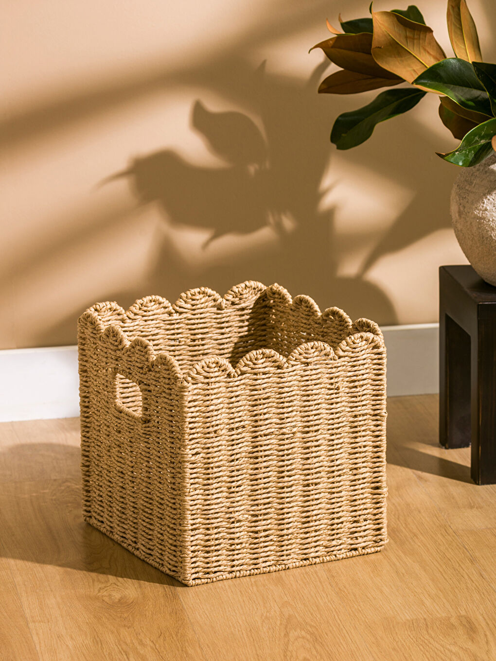 Kahverengi Hasır Sepet Organizer 27 cm-1