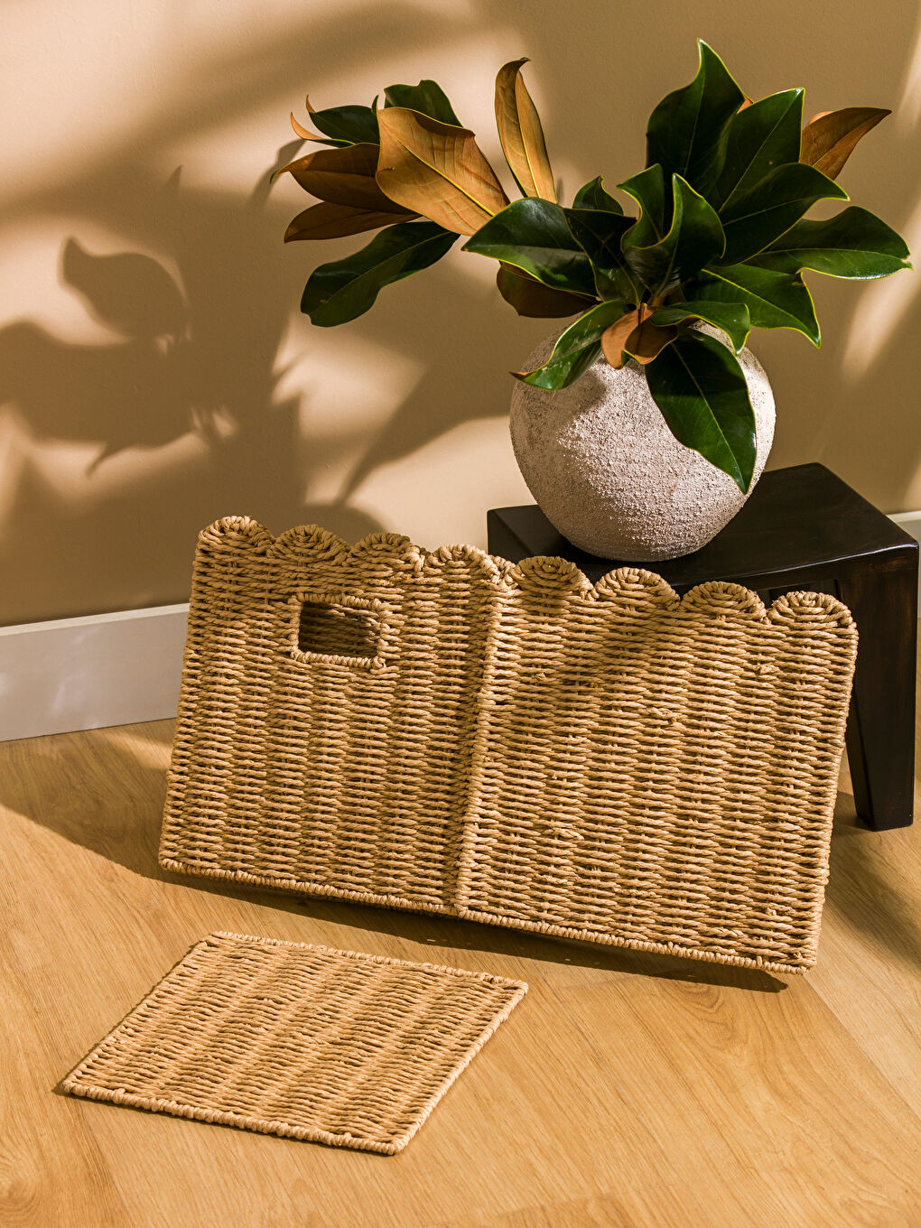 Kahverengi Hasır Sepet Organizer 27 cm-2